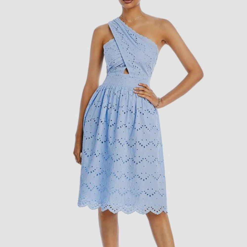 Gorgeous one shoulder mini dress eyelet